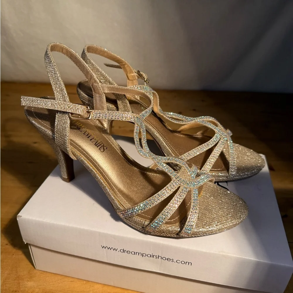 Glitter Strappy Heeled Sandals Women’s Size 8.5
